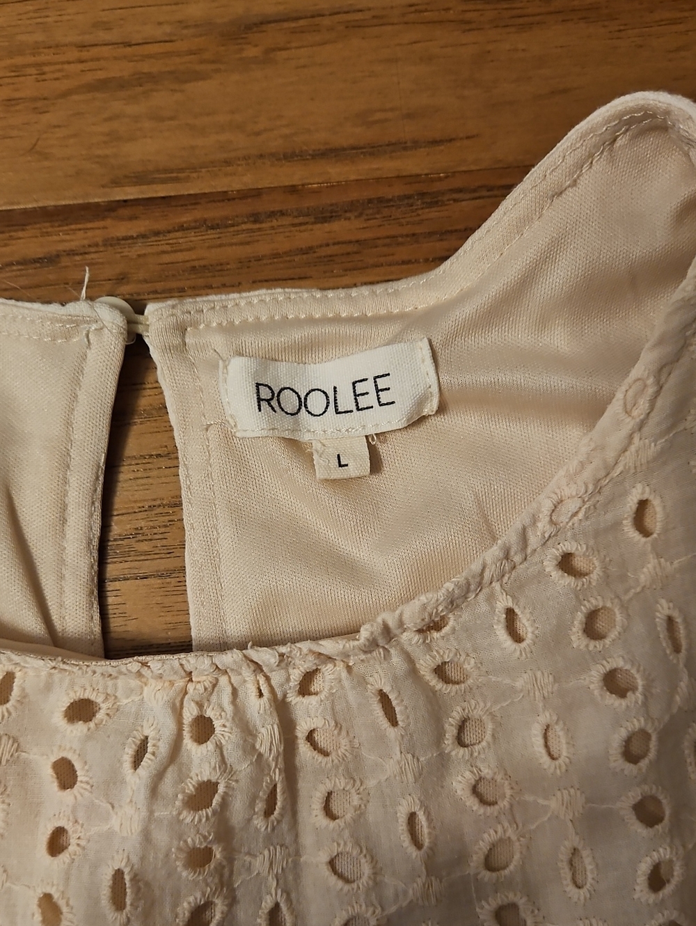 ROOLEE Guaze Eyelet Dress Peach Size Large Light Salmon Embroidered - Picture 4 of 7